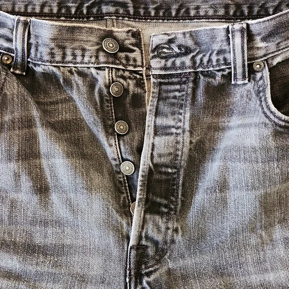 Levi's 501 Button Fly Black Denim Jeans waist 38 length 32 - Picture 2 of 7